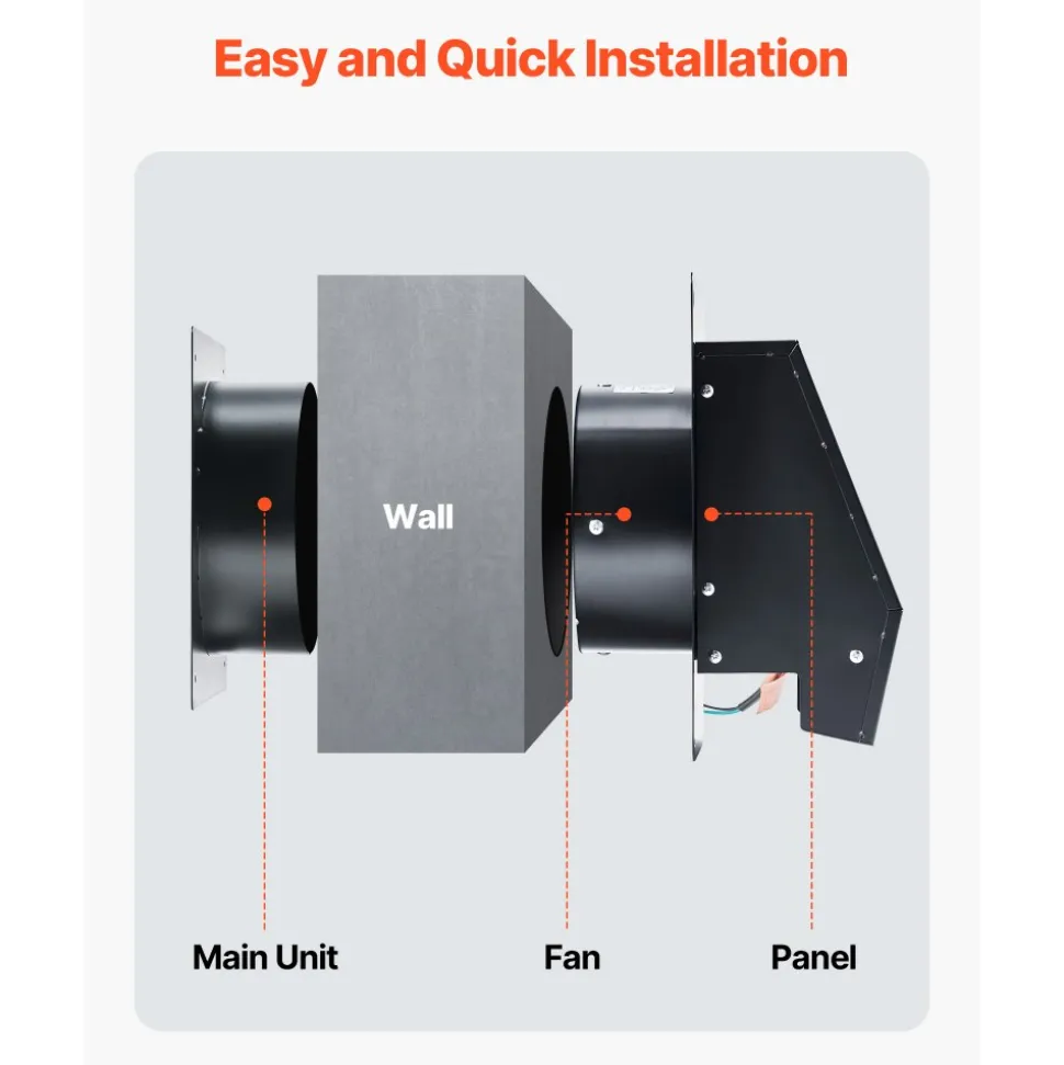 VEVOR 6 inch Through-The-Wall Ventilation Fan, 205 CFM Through Wall Exhaust Fan with AC Motor, Quiet Vent Easy Installation for Bathroom,Garage,Laundry Room,Storage Room Air Exchanger