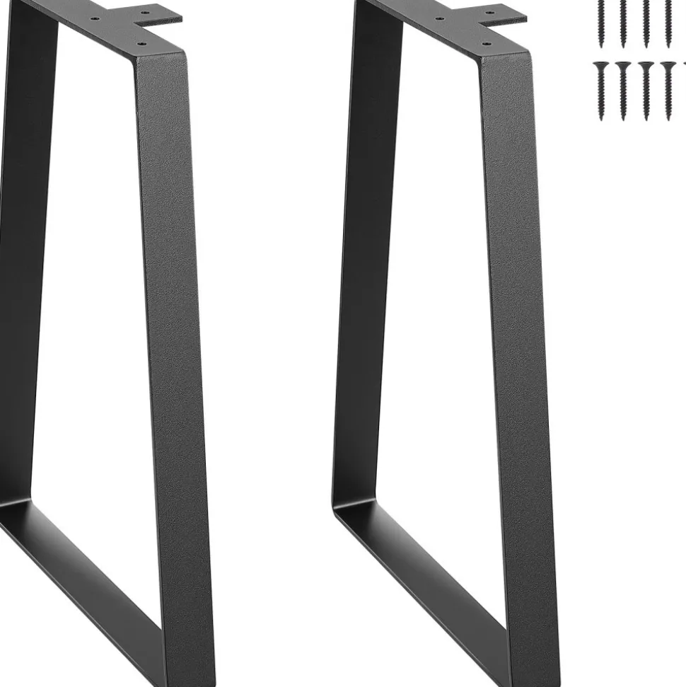 VEVOR 16 inch Trapezoid Steel Table Legs, Replacement Furniture Legs Set of 2 for DIY Coffee Tables, Modern Desks, Bench, Night Stands, Sofa, Max Load 400 lbs Heavy Duty, Quick Instalation Legs Black