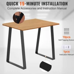 VEVOR 16 inch Trapezoid Steel Table Legs, Replacement Furniture Legs Set of 2 for DIY Coffee Tables, Modern Desks, Bench, Night Stands, Sofa, Max Load 400 lbs Heavy Duty, Quick Instalation Legs Black
