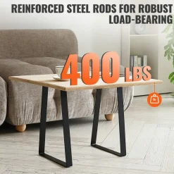 VEVOR 16 inch Trapezoid Steel Table Legs, Replacement Furniture Legs Set of 2 for DIY Coffee Tables, Modern Desks, Bench, Night Stands, Sofa, Max Load 400 lbs Heavy Duty, Quick Instalation Legs Black