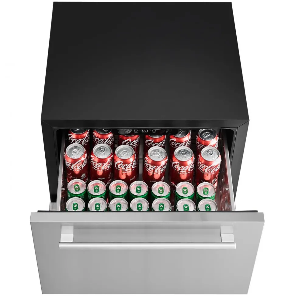 VEVOR 24 Inch Under Counter Drawer Refrigerator, Stainless Steel Dual Drawer Fridge with Temperature Control, Outdoor Refrigerator with Powerful Compressor & LED Display, Fit for Home, Office, etc.