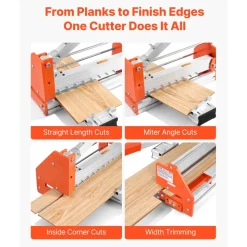 VEVOR 12 inch Vinyl Floor Cutter, 12mm Thick Laminate Flooring Cutter with Upgraded Labor-Saving Aluminum-Alloy Lever, Telescoping Support Plate, Cuts Certain Engineered Wood, LVT, VCT, SPC, LVP, WPC
