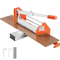 VEVOR 12 inch Vinyl Floor Cutter, 12mm Thick Laminate Flooring Cutter with Upgraded Labor-Saving Aluminum-Alloy Lever, Telescoping Support Plate, Cuts Certain Engineered Wood, LVT, VCT, SPC, LVP, WPC