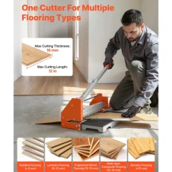 VEVOR 12 inch Vinyl Floor Cutter, 16mm Thick Laminate Flooring Cutter with Upgraded Labor-Saving Aluminum-Alloy Lever, Telescoping Support Plate, Cuts Engineered Wood, LVT, VCT, SPC, LVP, WPC