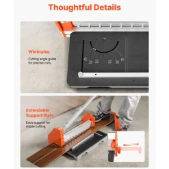VEVOR 12 inch Vinyl Floor Cutter, 16mm Thick Laminate Flooring Cutter with Upgraded Labor-Saving Aluminum-Alloy Lever, Telescoping Support Plate, Cuts Engineered Wood, LVT, VCT, SPC, LVP, WPC