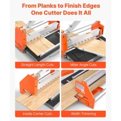 VEVOR 12 inch Vinyl Floor Cutter, 16mm Thick Laminate Flooring Cutter with Upgraded Labor-Saving Aluminum-Alloy Lever, Telescoping Support Plate, Cuts Engineered Wood, LVT, VCT, SPC, LVP, WPC