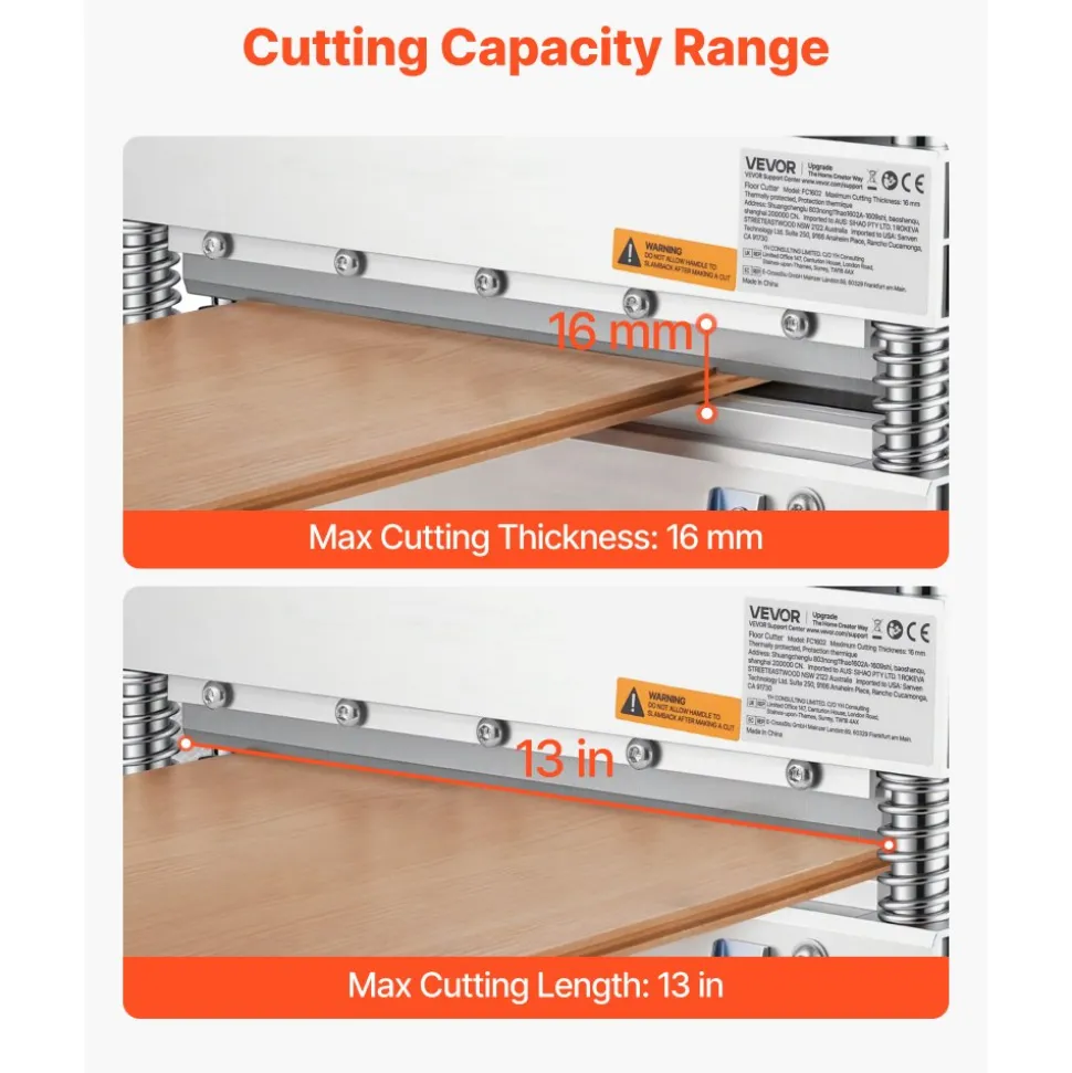 VEVOR 13 inch Vinyl Floor Cutter, 16mm Thick Laminate Flooring Cutter with 15°/30°/45° Adjustable Angle Settings, Flexible Wheels, Telescoping Handle, Cuts Engineered Wood, LVT, VCT, SPC, LVP, WPC