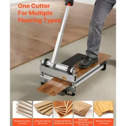 VEVOR 13 inch Vinyl Floor Cutter, 16mm Thick Laminate Flooring Cutter with 15°/30°/45° Adjustable Angle Settings, Flexible Wheels, Telescoping Handle, Cuts Engineered Wood, LVT, VCT, SPC, LVP, WPC