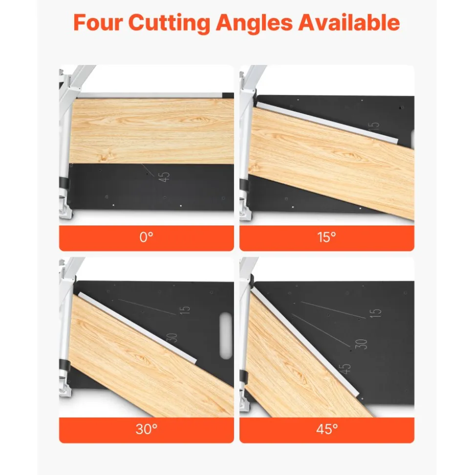 VEVOR 13 inch Vinyl Floor Cutter, 16mm Thick Laminate Flooring Cutter with 15°/30°/45° Adjustable Angle Settings, Flexible Wheels, Telescoping Handle, Cuts Engineered Wood, LVT, VCT, SPC, LVP, WPC