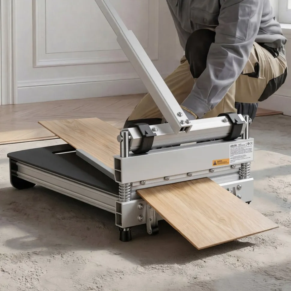 VEVOR 13 inch Vinyl Floor Cutter, 16mm Thick Laminate Flooring Cutter with 15°/30°/45° Adjustable Angle Settings, Flexible Wheels, Telescoping Handle, Cuts Engineered Wood, LVT, VCT, SPC, LVP, WPC