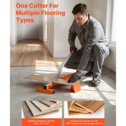 VEVOR 12 inch Vinyl Floor Cutter, 10mm Thick Laminate Flooring Cutter with Cutting Angle Guide, Rubber Handle, Honing Stone, D2 Steel Blade for Cutting Laminate, Vinyl, Home Renovation