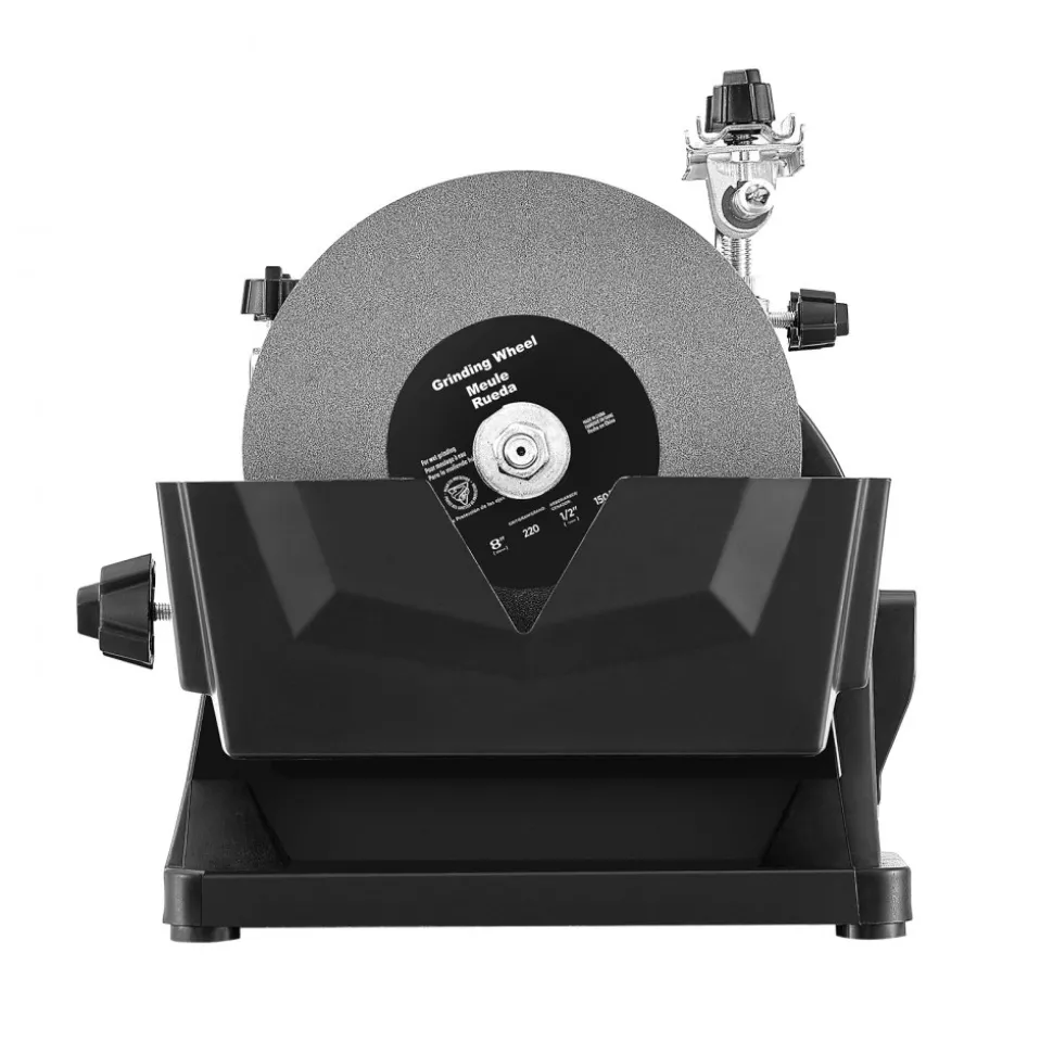 VEVOR 8-Inch Wet Sharpening System, Water-Cooled Knife Grinder Machine with 155 RPM Grinding Speed, Vertical/Horizontal Two-Direction Wet Stone Grinder, Wet Bench Grinder for Knife, Chisel, Knife, Axe