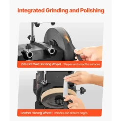 VEVOR 8-Inch Wet Sharpening System, Water-Cooled Knife Grinder Machine with 155 RPM Grinding Speed, Vertical/Horizontal Two-Direction Wet Stone Grinder, Wet Bench Grinder for Knife, Chisel, Knife, Axe