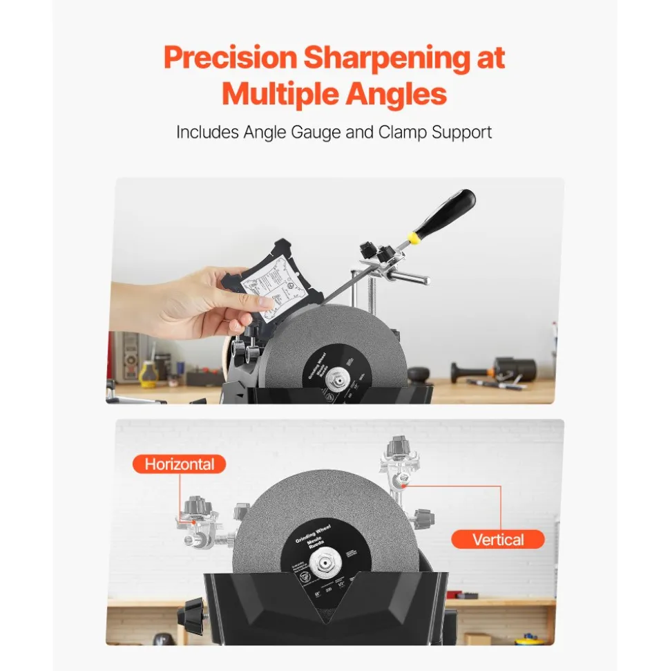 VEVOR 8-Inch Wet Sharpening System, Water-Cooled Knife Grinder Machine with 155 RPM Grinding Speed, Vertical/Horizontal Two-Direction Wet Stone Grinder, Wet Bench Grinder for Knife, Chisel, Knife, Axe