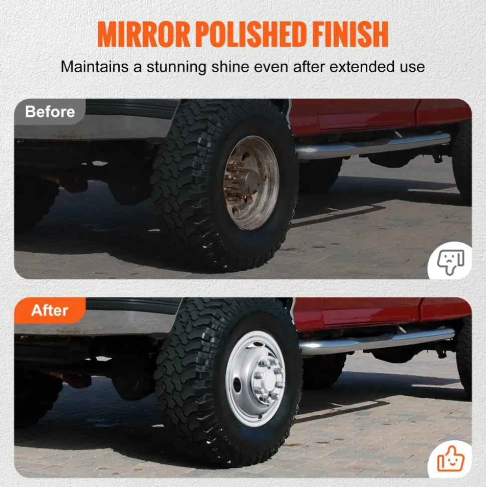 VEVOR 16-inch Wheel Simulators, 304 Stainless Steel Wheel Simulator Kit with Mirror Polished Finish, 2 Front and 2 Rear Wheel Covers Fit for Ford F350 (1974-1998), 4 pcs