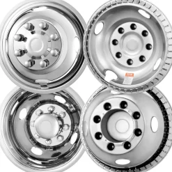 VEVOR 16-inch Wheel Simulators, 304 Stainless Steel Wheel Simulator Kit with Mirror Polished Finish, 2 Front and 2 Rear Wheel Covers Fit for Ford F350 (1974-1998), 4 pcs