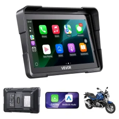 VEVOR 7 Inch Wireless Motorcycle Carplay with Apple Carplay & Android Auto, HD Touchscreen GPS Navigation System with Dual Bluetooth, Siri/Google Voice Assistant, IP67, Compatible with BMW Motorcycles