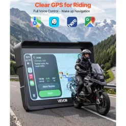 VEVOR 7 Inch Wireless Motorcycle Carplay with Apple Carplay & Android Auto, HD Touchscreen GPS Navigation System with Dual Bluetooth, Siri/Google Voice Assistant, IP67, Compatible with BMW Motorcycles