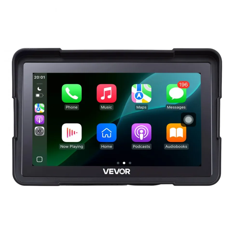 VEVOR 7 Inch Wireless Motorcycle Carplay with Apple Carplay & Android Auto, HD Touchscreen GPS Navigation System with Dual Bluetooth, Siri/Google Voice Assistant, IP67, Compatible with BMW Motorcycles