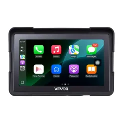 VEVOR 7 Inch Wireless Motorcycle Carplay with Apple Carplay & Android Auto, HD Touchscreen GPS Navigation System with Dual Cameras & Bluetooth, TPMS, Voice Control, 64GB Card - Fits All Motorcycles