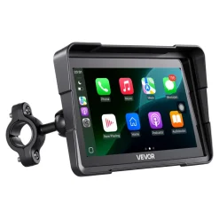 VEVOR 7 Inch Wireless Motorcycle Carplay with Apple Carplay & Android Auto, HD Touchscreen GPS Navigation System with Dual Cameras & Bluetooth, TPMS, Voice Control, 64GB Card - Fits All Motorcycles