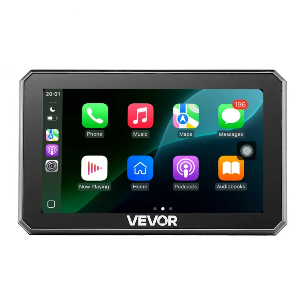 VEVOR 5 Inch Wireless Motorcycle Carplay with Apple Carplay & Android Auto, HD Touchscreen GPS Navigation System with Dual Bluetooth, Siri/Google Voice Assistant, IP67, Compatible with BMW Motorcycles