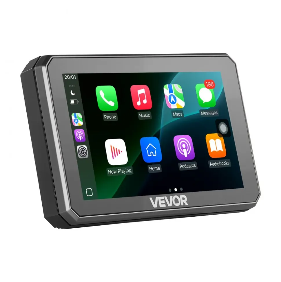 VEVOR 5 Inch Wireless Motorcycle Carplay with Apple Carplay & Android Auto, HD Touchscreen GPS Navigation System with Dual Bluetooth, Siri/Google Voice Assistant, IP67, Compatible with BMW Motorcycles