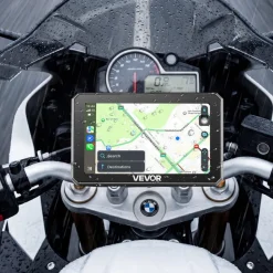 VEVOR 5 Inch Wireless Motorcycle Carplay with Apple Carplay & Android Auto, HD Touchscreen GPS Navigation System with Dual Bluetooth, Siri/Google Voice Assistant, IP67, Compatible with BMW Motorcycles