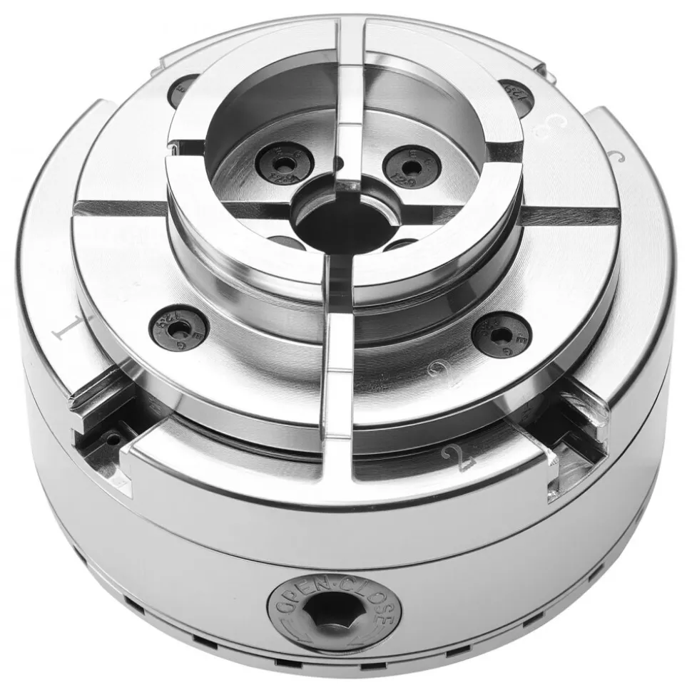 VEVOR 4 Inch Wood Lathe Chuck, 4-Jaw, Bevel-Gear Self-Centering Wood Turning Chuck Set with 1" x 8TPI Thread & Adapter, 5 PCS Jaws Round/Flat/Step/Pin, Carry Case, Nickel-Plated, for Woodworking Lathe