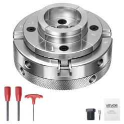 VEVOR 4 Inch Wood Lathe Chuck, 4-Jaw, Self-Centering Wood Turning Chuck Set with 1