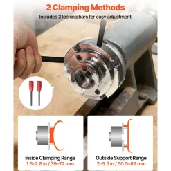 VEVOR 4 Inch Wood Lathe Chuck, 4-Jaw, Self-Centering Wood Turning Chuck Set with 1