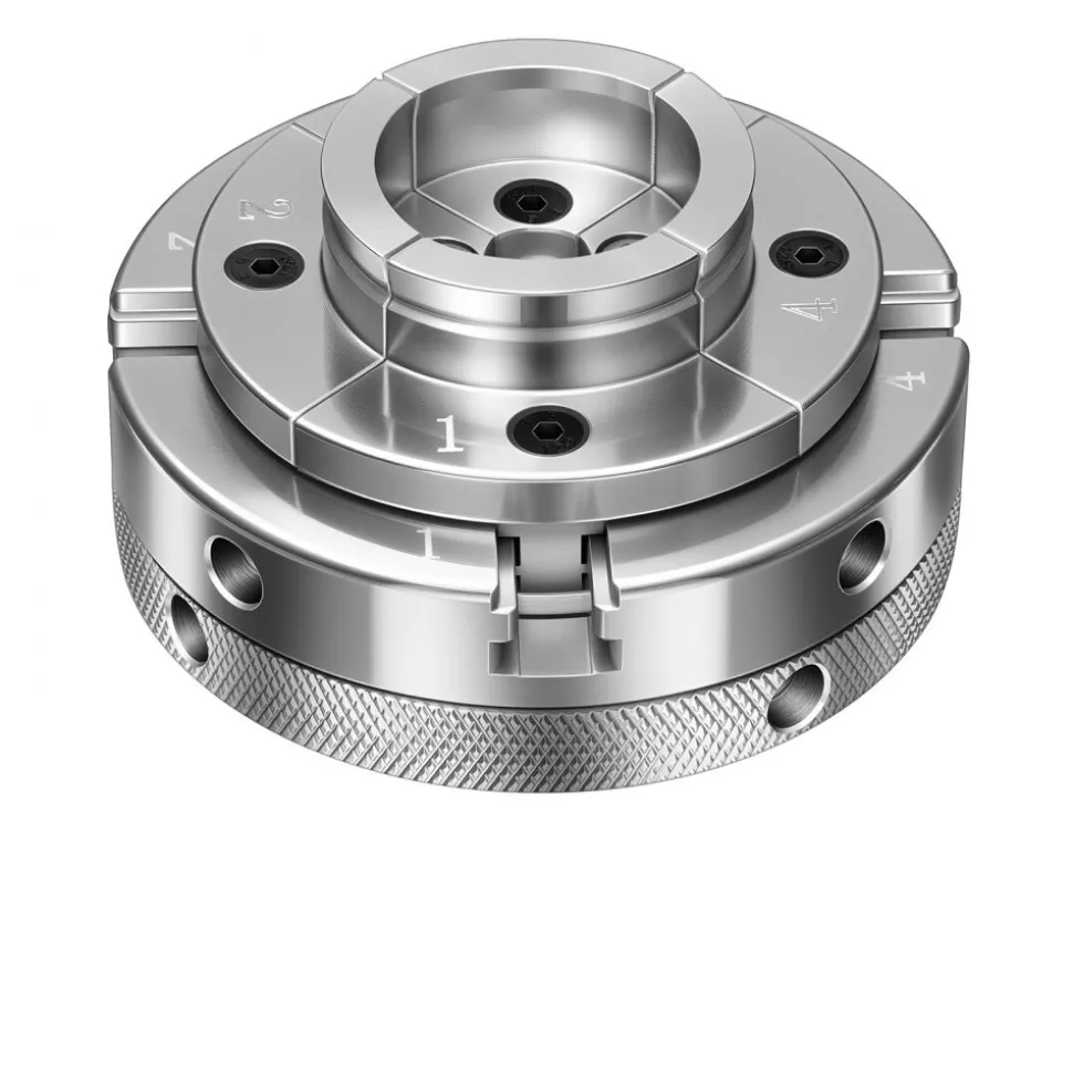 VEVOR 4 Inch Wood Lathe Chuck, 4-Jaw, Self-Centering Wood Turning Chuck Set with 1" x 8TPI Thread & Adapter, Nickel-Plated, High-Hardness Steel, Inside Clamping & Outside Support, for Woodworking