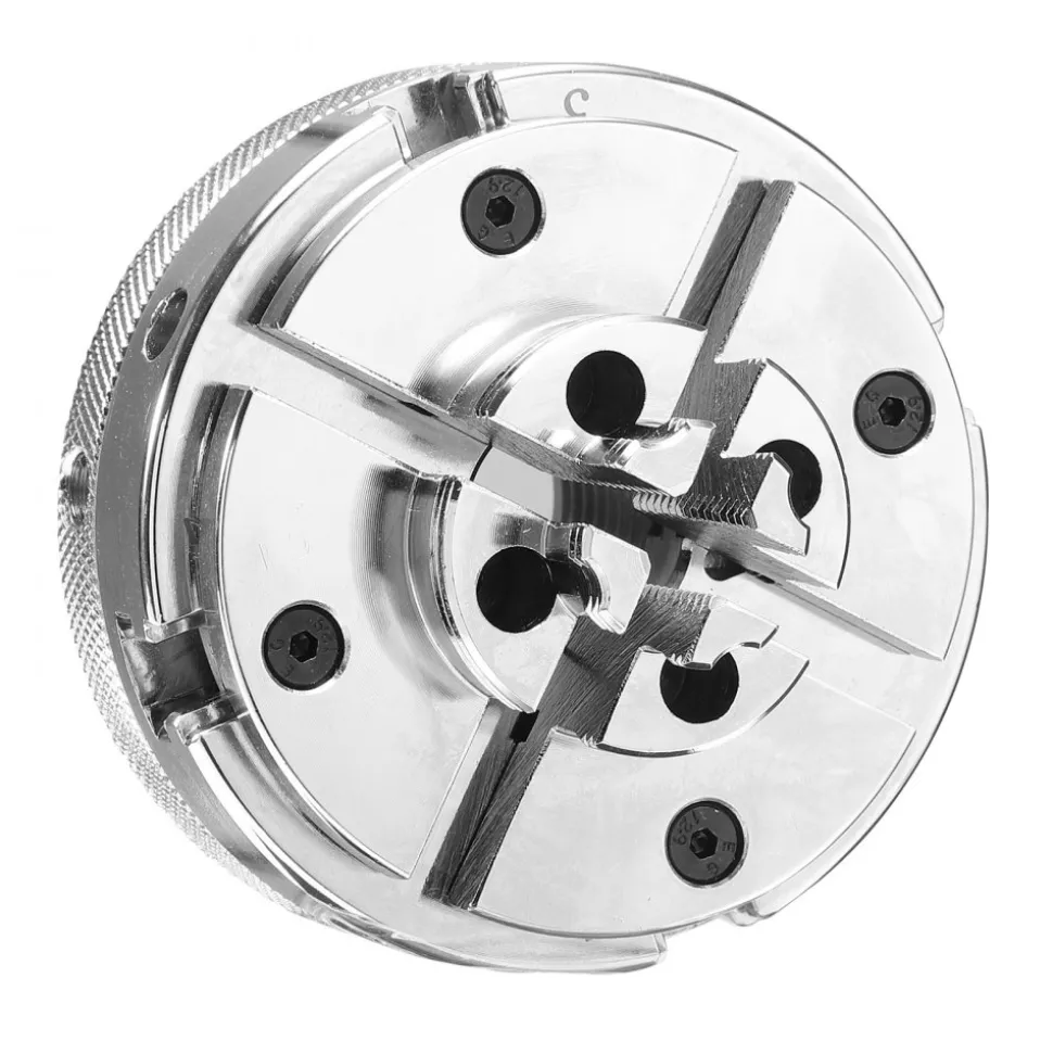 VEVOR 4 Inch Wood Lathe Chuck, 4-Jaw, Self-Centering Wood Turning Chuck Set with 1" x 8TPI Thread & Adapter, 4 PCS Round/Step/Pin Jaws, Case, Nickel-Plated, High-Hardness Steel, for Woodworking Lathe