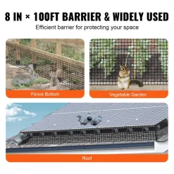 VEVOR 8 inch x 100ft Solar Panel Bird Guard, Critter Guard Roll Kit with 70pcs Aluminum Alloy Fasteners, Solar Panel Guard with Rust-proof PVC Coating, 1/2 inch Wire Roll Mesh