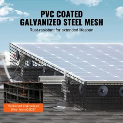 VEVOR 6 inch x 100ft Solar Panel Bird Guard, Critter Guard Roll Kit with 60pcs Aluminum Alloy Fasteners, Solar Panel Guard with Rust-proof PVC Coating, 1/2 inch Wire Roll Mesh