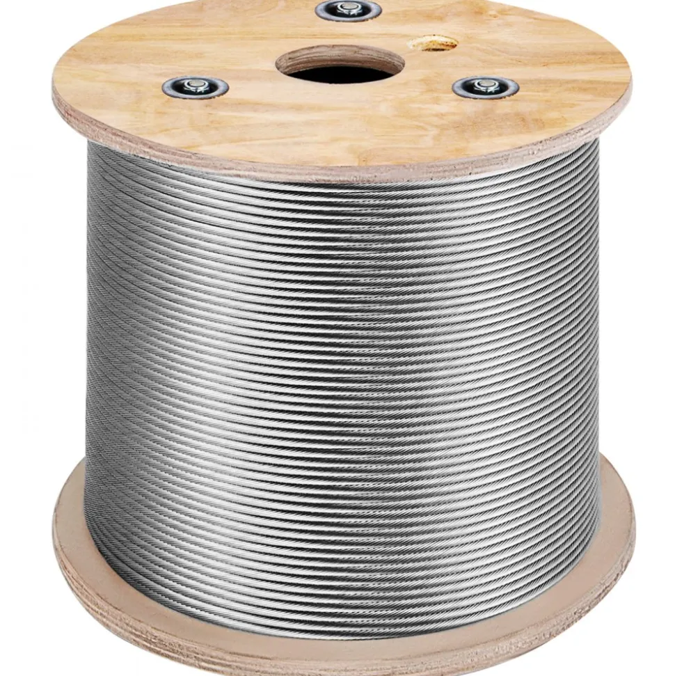 VEVOR 3/16 Inch 7x19 Stainless Steel Aircraft Cable Reel 500FT Stainless Steel Cable T304 Wire Rope Winch Cable Replacement (T304)