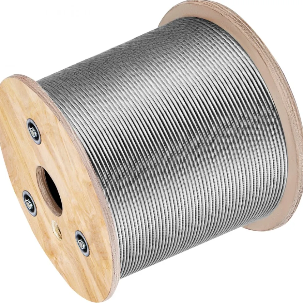 VEVOR 3/16 Inch 7x19 Stainless Steel Aircraft Cable Reel 500FT Stainless Steel Cable T304 Wire Rope Winch Cable Replacement (T304)