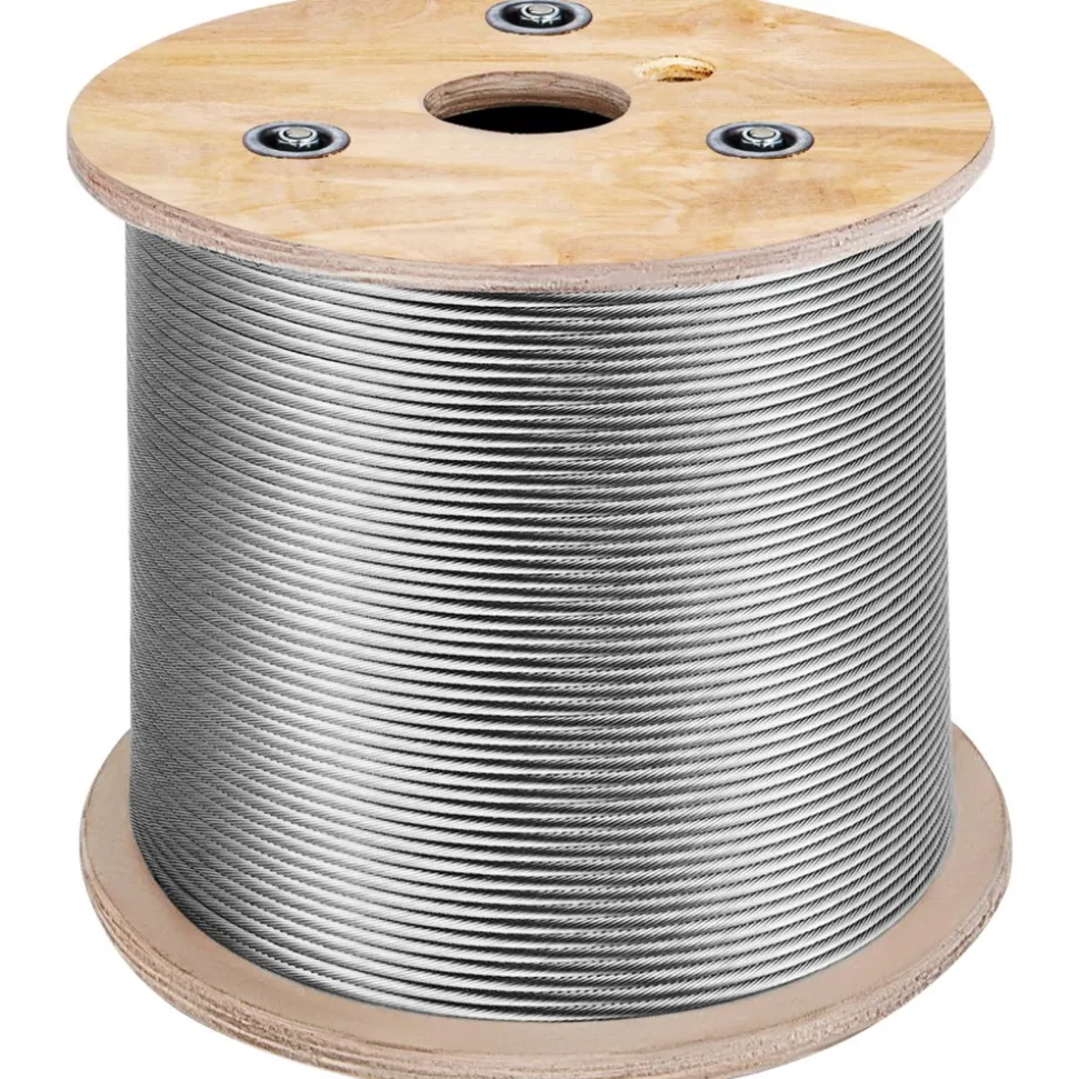 VEVOR 3/16 Inch 7x19 Stainless Steel Aircraft Cable Reel 500FT Stainless Steel Cable T304 Wire Rope Winch Cable Replacement (T304)