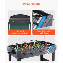 VEVOR 4-in-1 Combo Game Table Set, 48" Air Hockey Table, Multi Combination Table with Air Hockey, Pool Billiard, Foosball, Ping Pong, Pushers & Pucks, Sports Arcade Table for Family Game Room Office