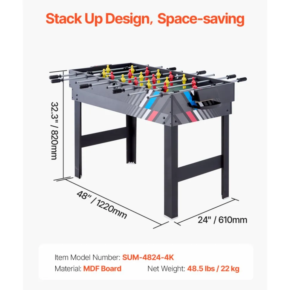 VEVOR 4-in-1 Combo Game Table Set, 48" Air Hockey Table, Multi Combination Table with Air Hockey, Pool Billiard, Foosball, Ping Pong, Pushers & Pucks, Sports Arcade Table for Family Game Room Office