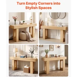 VEVOR 63 in Console Table, Farmhouse Desk Behind the Couch, Wooden Rectangle Entrance Desk, Narrow Long Sofa Table Accent Stand for Hallway, Bedroom, Living Room, Foyer, Easy Assembly, Burlywood
