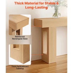 VEVOR 63 in Console Table, Farmhouse Desk Behind the Couch, Wooden Rectangle Entrance Desk, Narrow Long Sofa Table Accent Stand for Hallway, Bedroom, Living Room, Foyer, Easy Assembly, Burlywood
