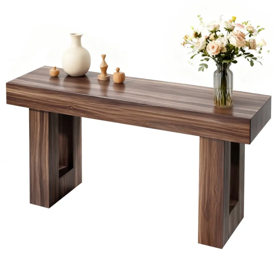 VEVOR 63 in Console Table, Farmhouse Desk Behind the Couch, Wooden Rectangle Entrance Desk, Narrow Long Sofa Table Accent Stand for Hallway, Bedroom, Living Room, Foyer, Easy Assembly, Brown
