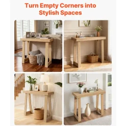 VEVOR 36 in Console Table, Modern Desk Behind the Couch, Wooden Rectangle Entrance Desk, Narrow Long Sofa Table Accent Stand, Ideal for Hallway, Bedroom, Living Room, Foyer, Easy Assembly, Burlywood