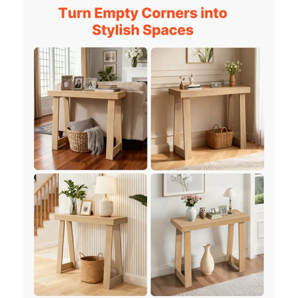 VEVOR 46 in Console Table, Modern Desk Behind the Couch, Wooden Rectangle Entrance Desk, Narrow Long Sofa Table Accent Stand for Hallway, Bedroom, Living Room, Foyer, Easy Assembly, Black