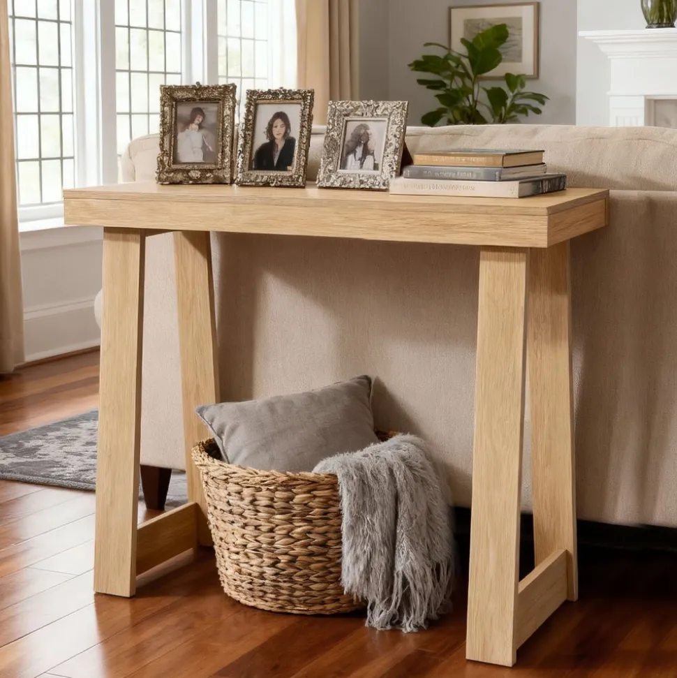 VEVOR 46 in Console Table, Modern Desk Behind the Couch, Wooden Rectangle Entrance Desk, Narrow Long Sofa Table Accent Stand for Hallway, Bedroom, Living Room, Foyer, Easy Assembly, Black