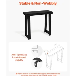 VEVOR 36 in Console Table, Modern Desk Behind the Couch, Wooden Rectangle Entrance Desk, Narrow Long Sofa Table Accent Stand, Ideal for Hallway, Bedroom, Living Room, Foyer, Easy Assembly, Black