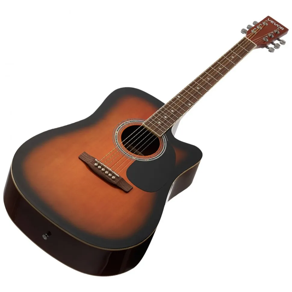 VEVOR 41 in Cutway Acoustic Guitar, 6-String, Sunburst Solid Spruce Top Guitar, Beginner Bundle with Gig Bag, Tuner, Strap, Steel Strings, Picks, Capo, Rosewood Fingerboard, for Fingerstyle Solo Jazz