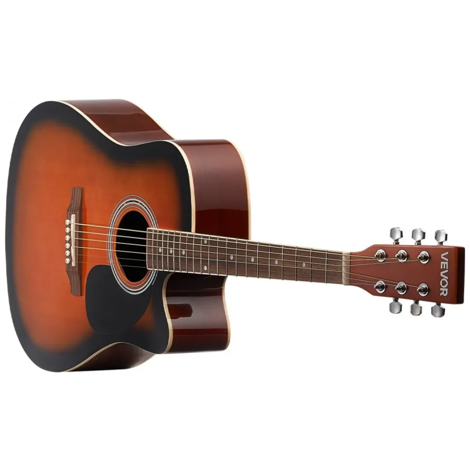 VEVOR 41 in Cutway Acoustic Guitar, 6-String, Sunburst Solid Spruce Top Guitar, Beginner Bundle with Gig Bag, Tuner, Strap, Steel Strings, Picks, Capo, Rosewood Fingerboard, for Fingerstyle Solo Jazz