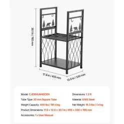 VEVOR Indoor Firewood Rack, 1.3 ft 2-Tier Firewood Holder with Fireplace Tools, Brush, Shovel, Poker, Tongs, Heavy Duty Log Wood Rack, 400 lbs Weight Capacity, Wood Pile Storage Stacker for Fire Pit